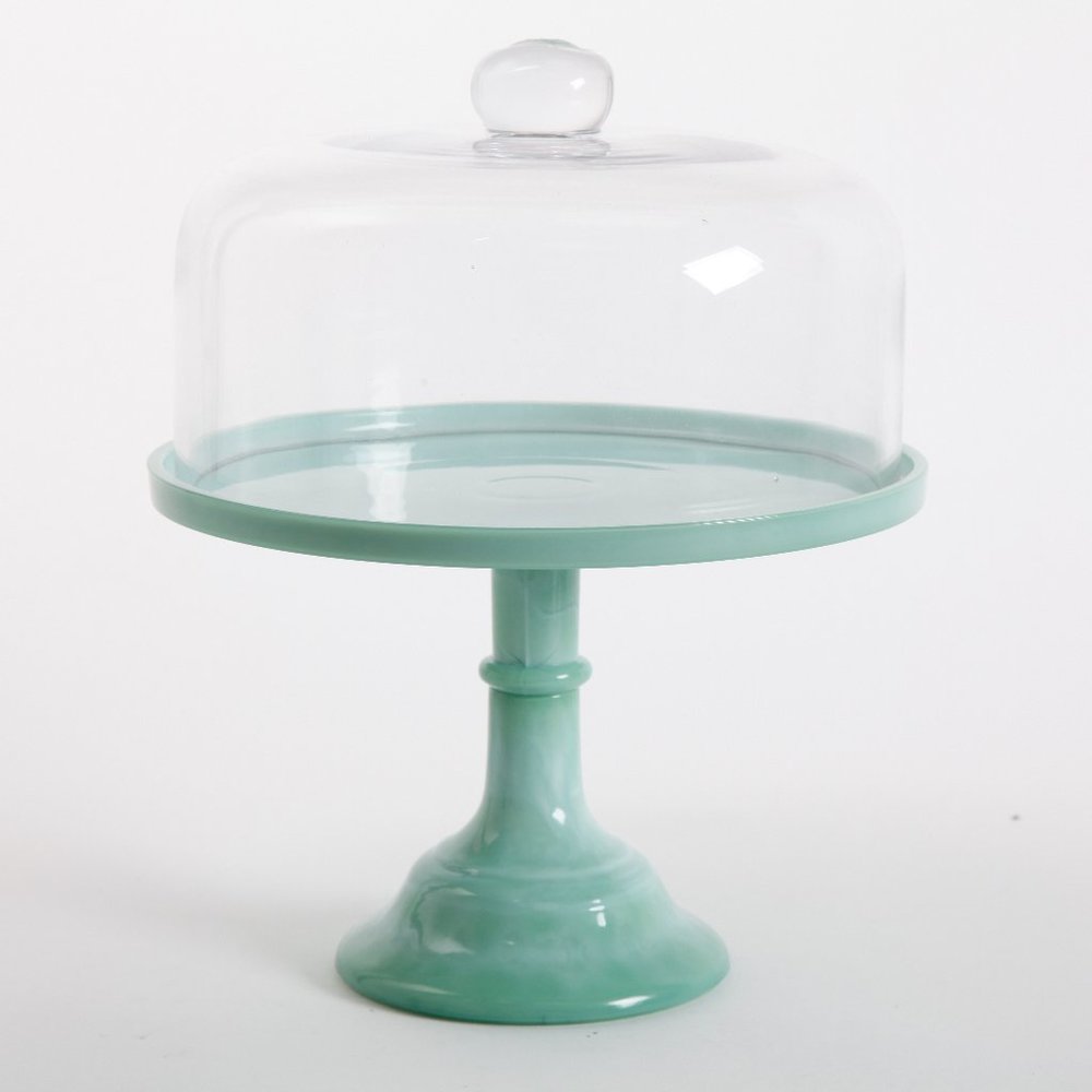 COPY - GH JADEITE 10IN CAKE STAND W/ GLASS COVER,…